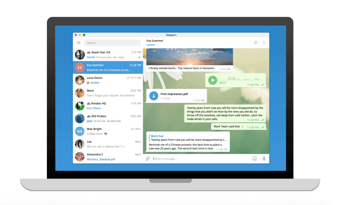 Interface of Telegram