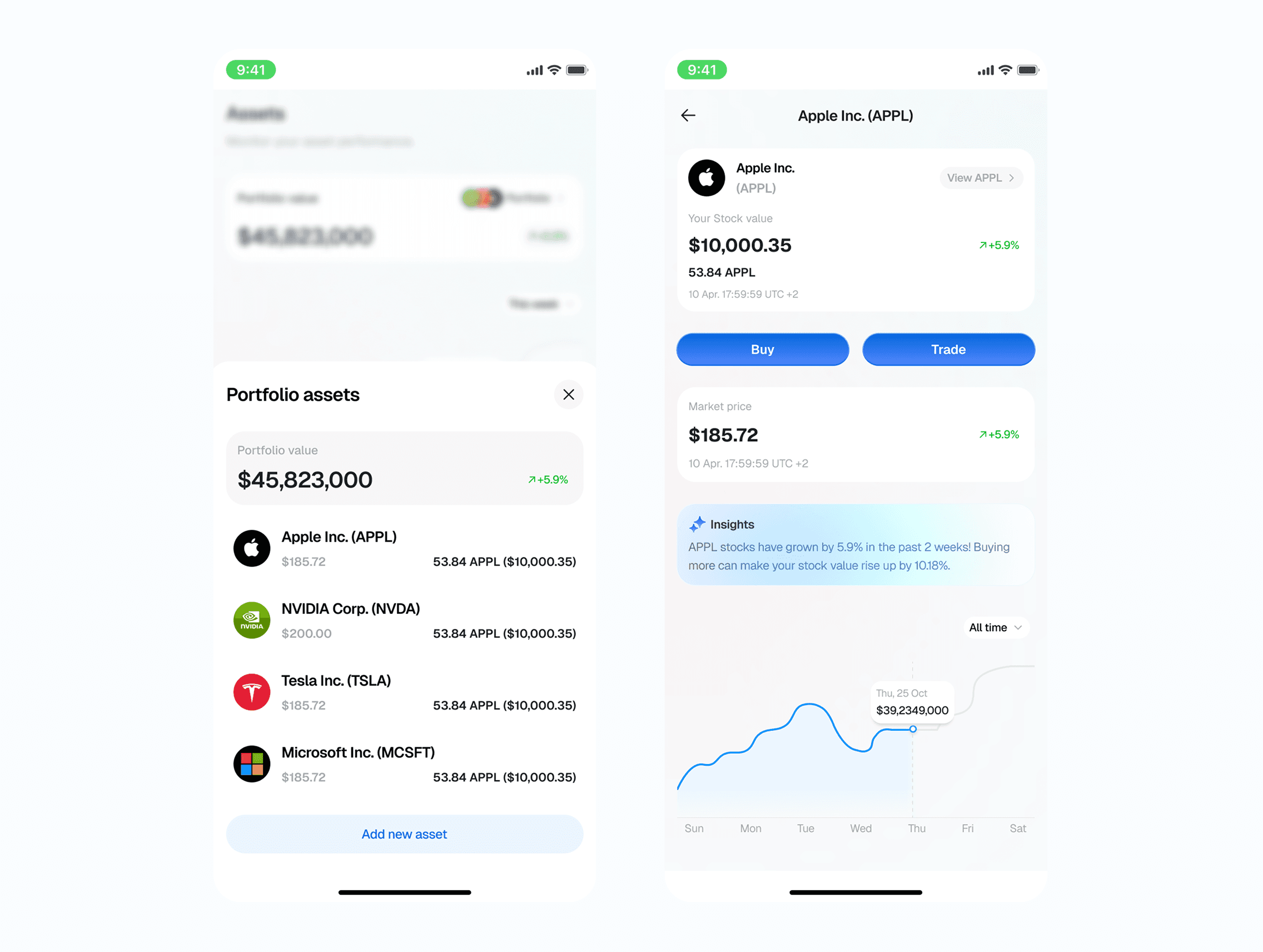 snapshot of ui screens