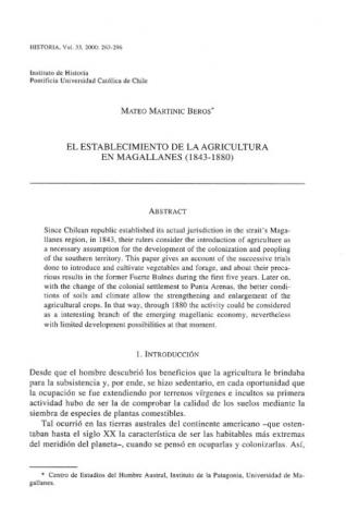 El establecimiento de la agricultura en Magallanes (1843-1880)