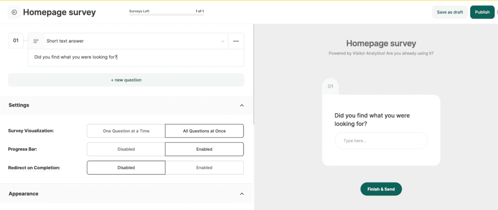 On-page Surveys in Visitor Analytics