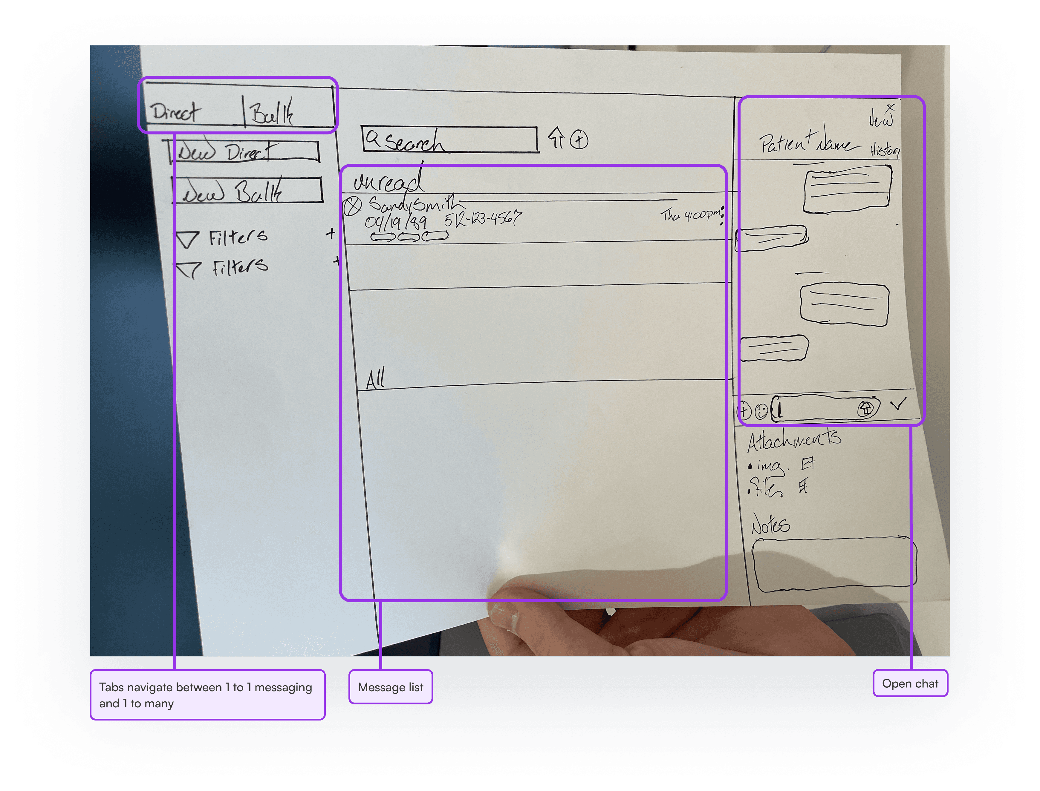Photo of hand drawn UI