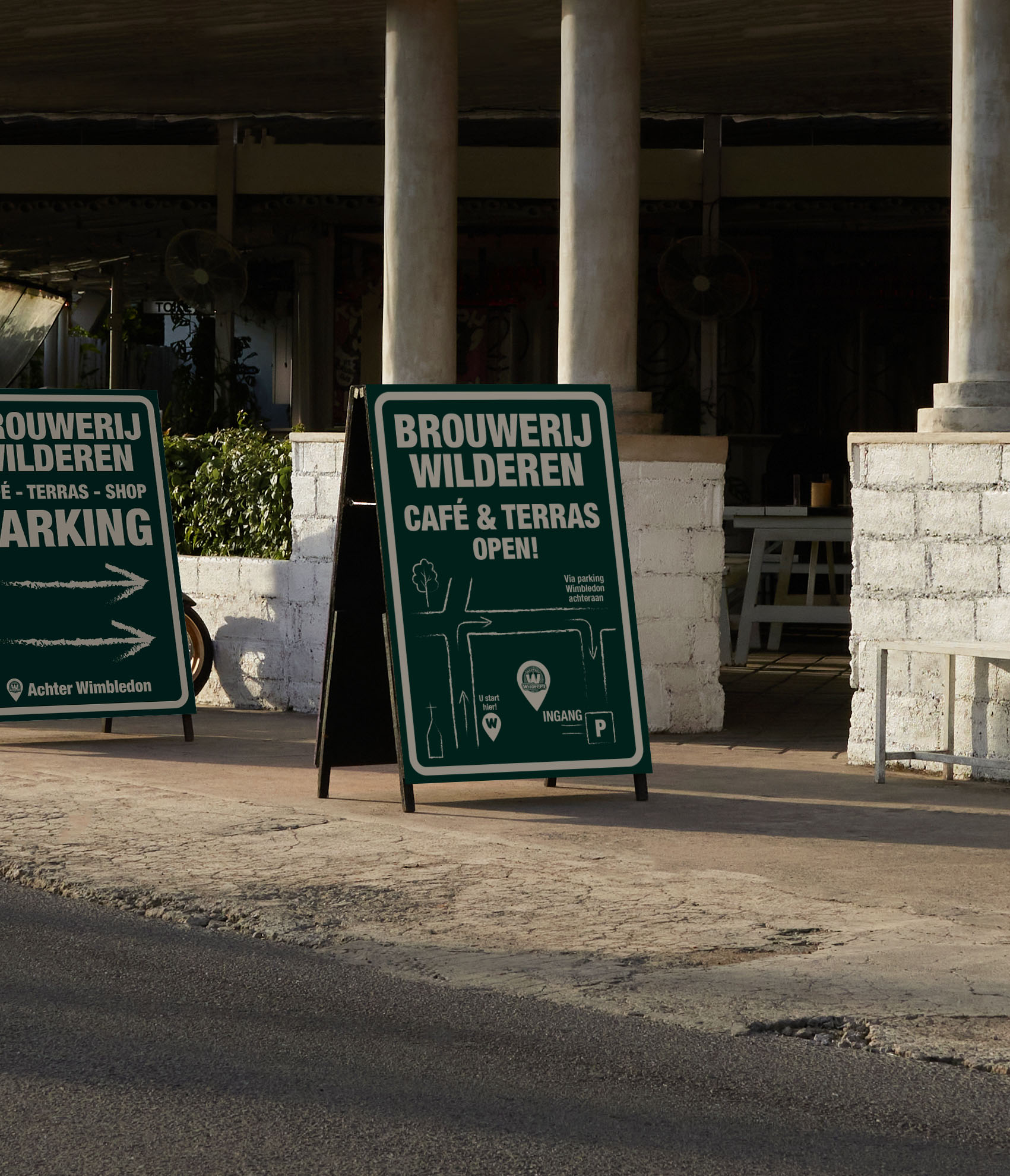 Branded info sign for Brewery Wilderen
