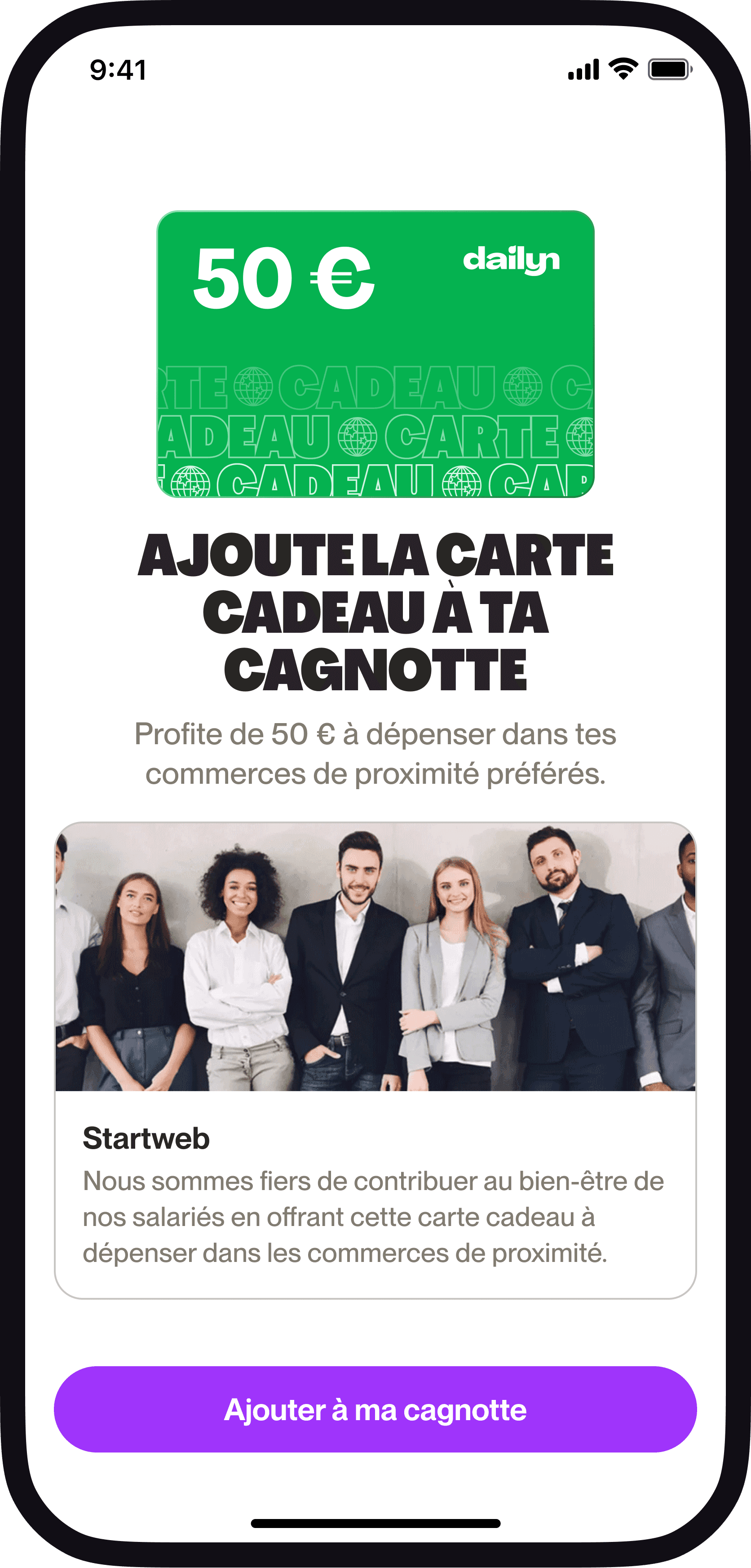La cagnotte se créditte automatiquement grâce à la carte cadeau