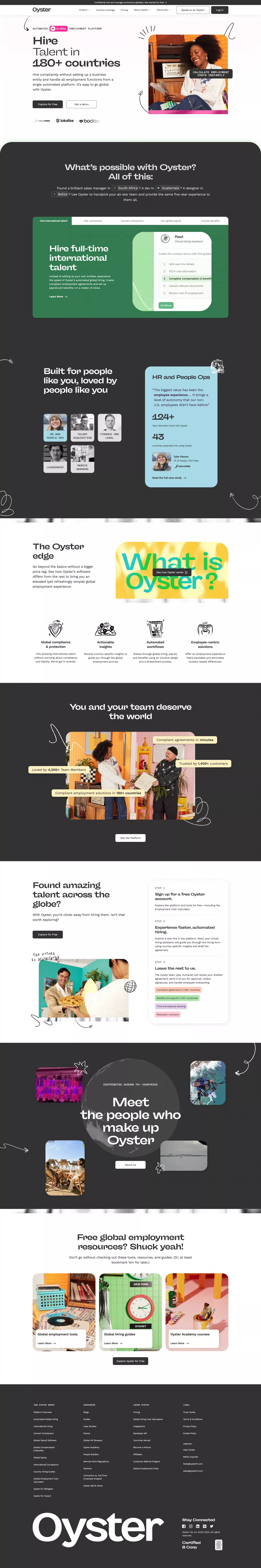 Global HR Software landing page screenshot showcasing HR and Tech design