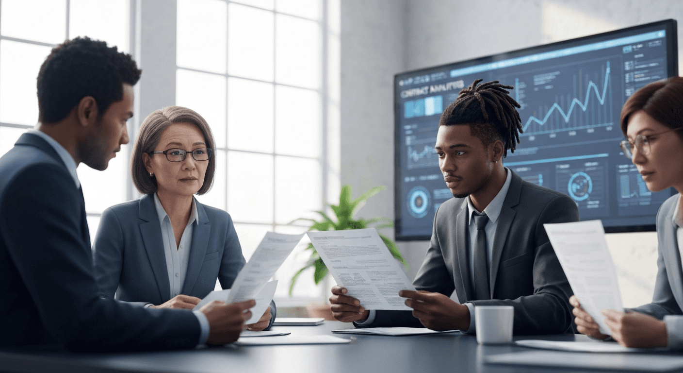 Professionals reviewing contract tools