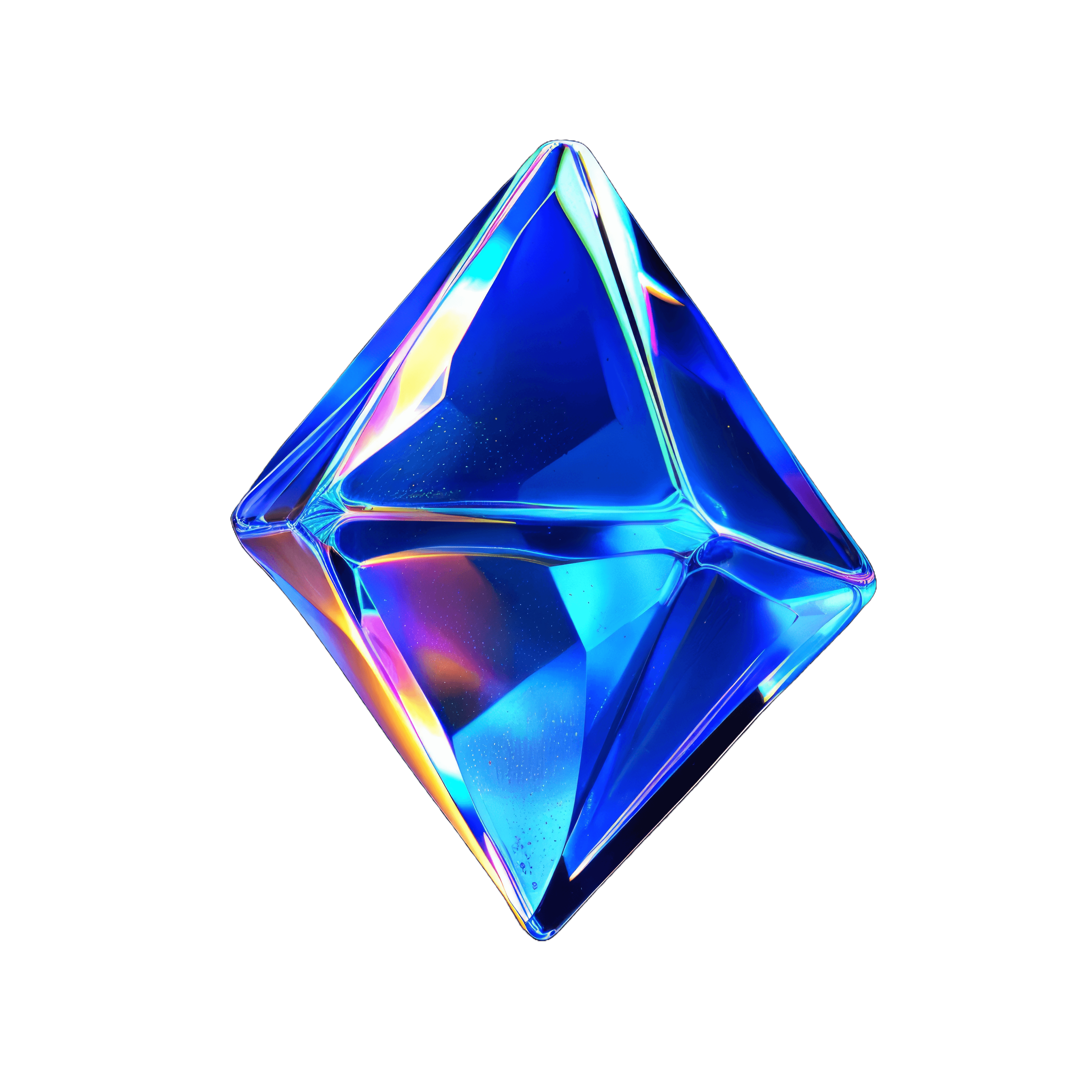En blå diamant figur med lilla toner.