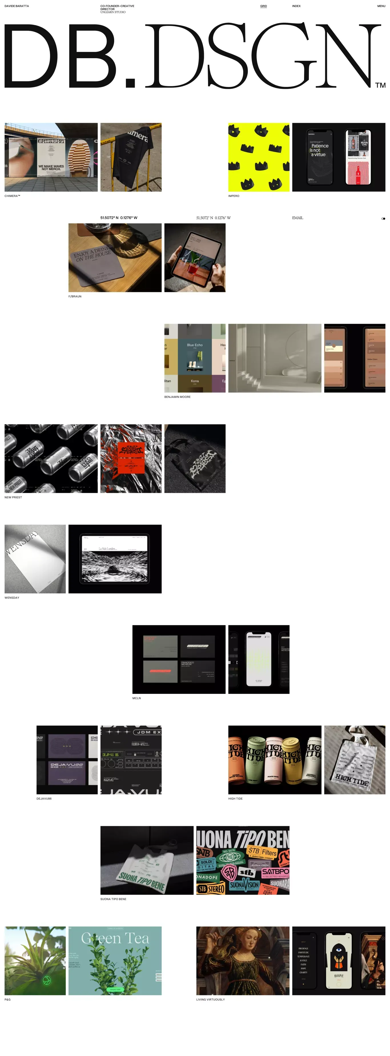 Davide Baratta - Creative Director and C portfolio page screenshot showcasing Design design