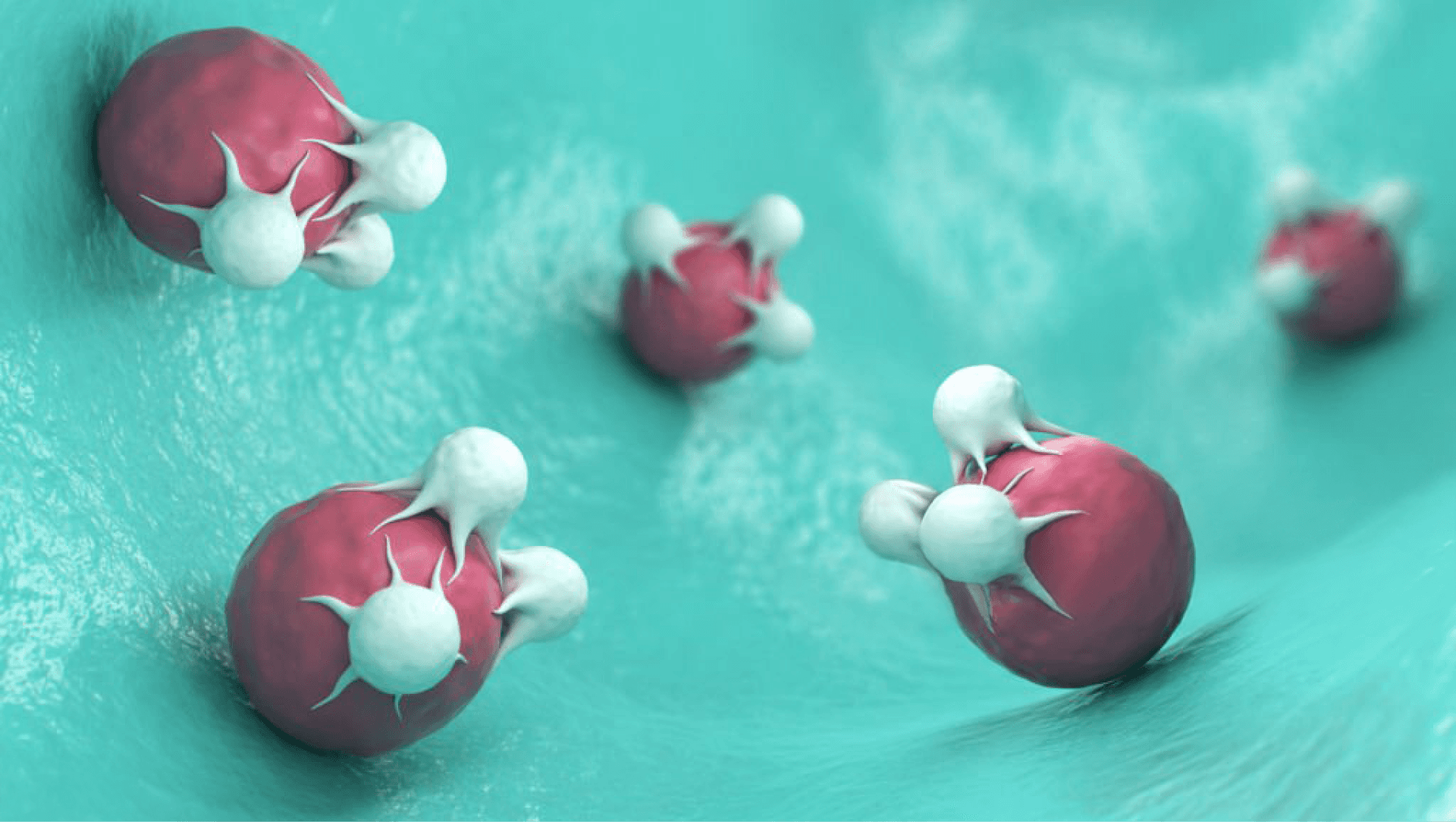 3D illustration of cancer cells under a microscope for therapeutic research.