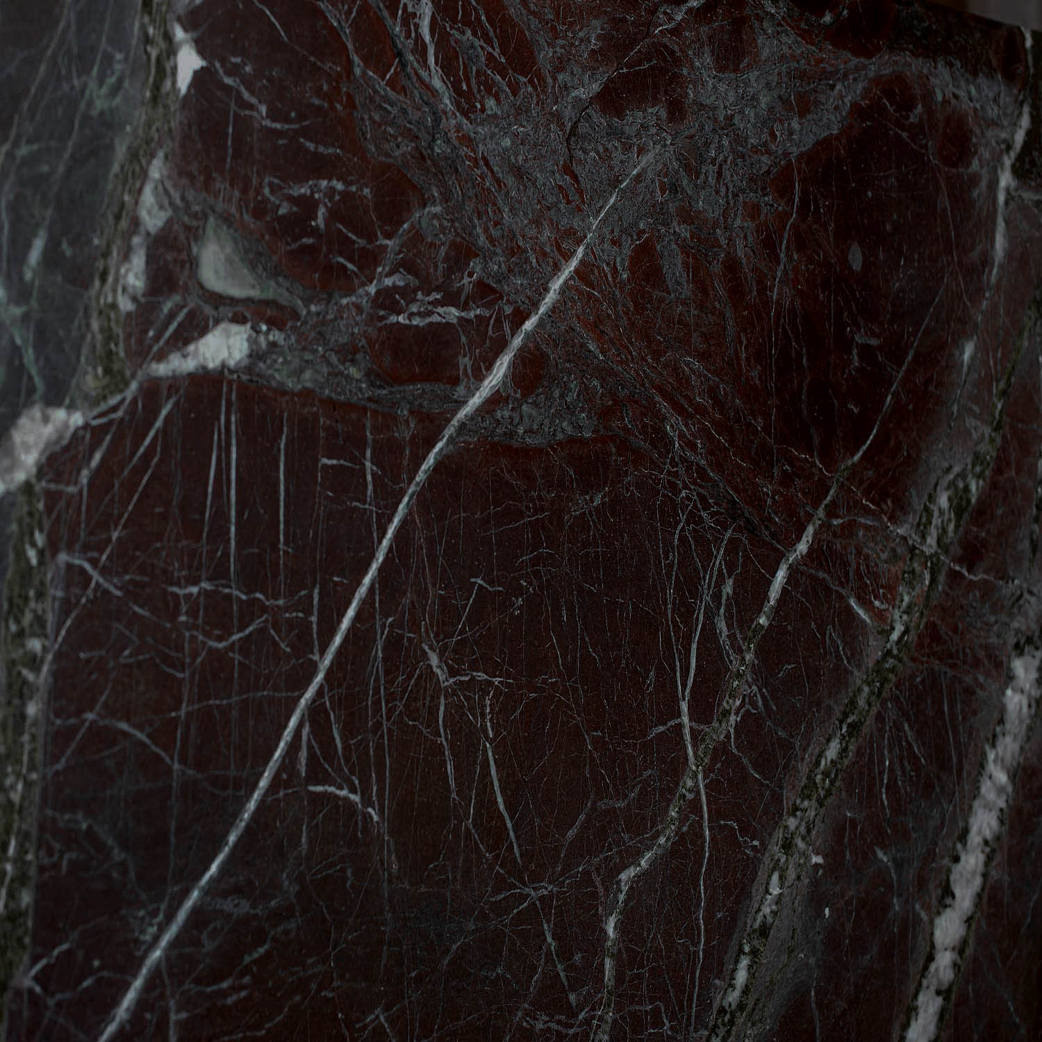 Dark structure with fine white lines