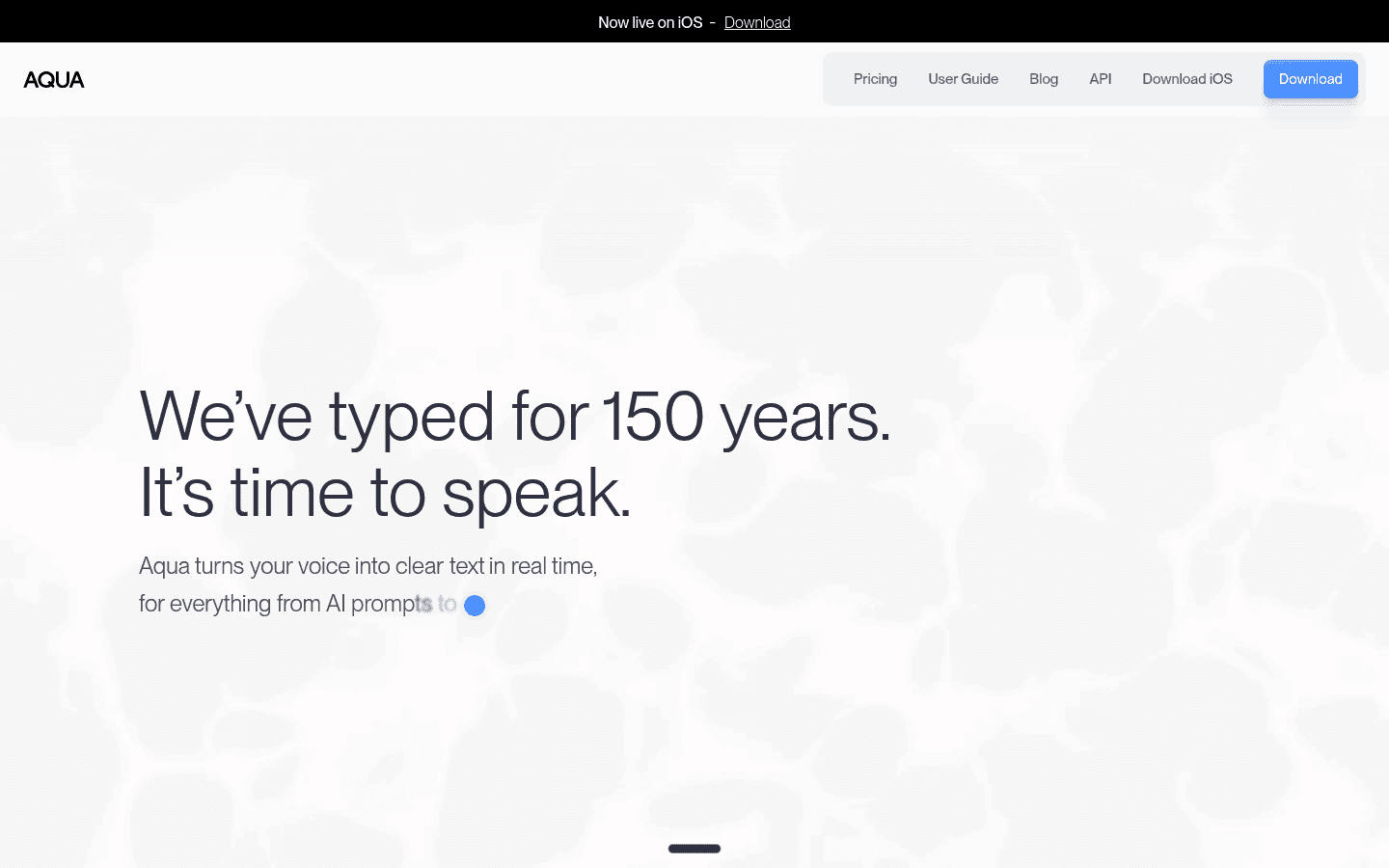 Aqua Voice homepage screenshot