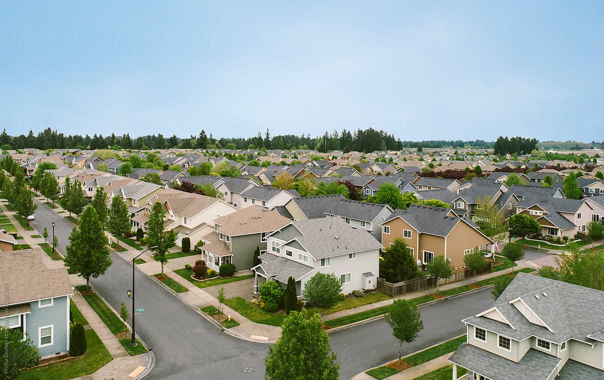 View of an urban area from the sky 