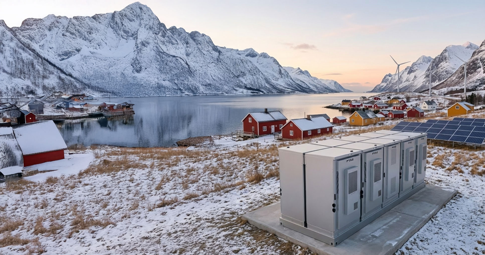 a high voltage power line in the middle of a lush green field