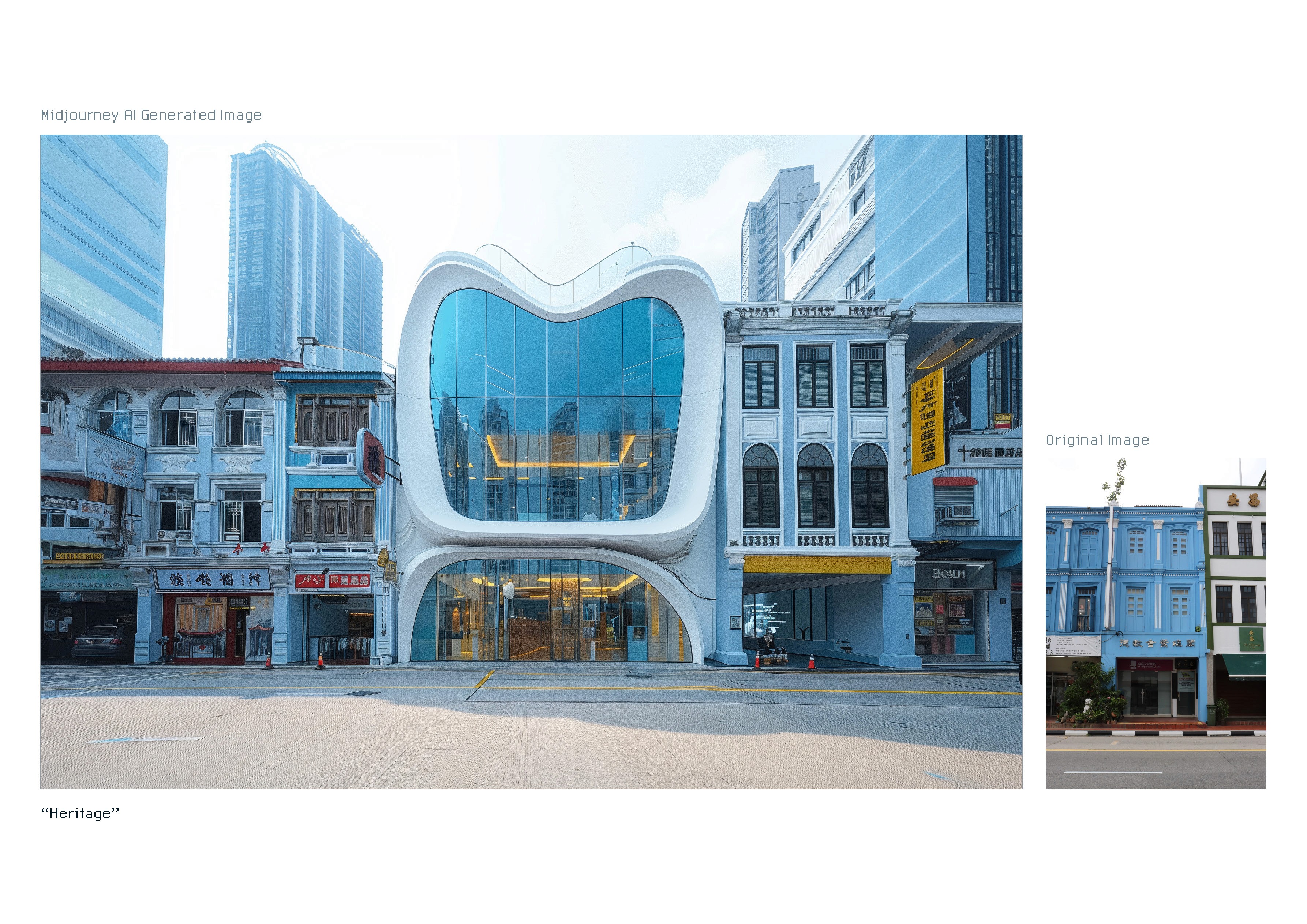 A clean and rounded building along the street