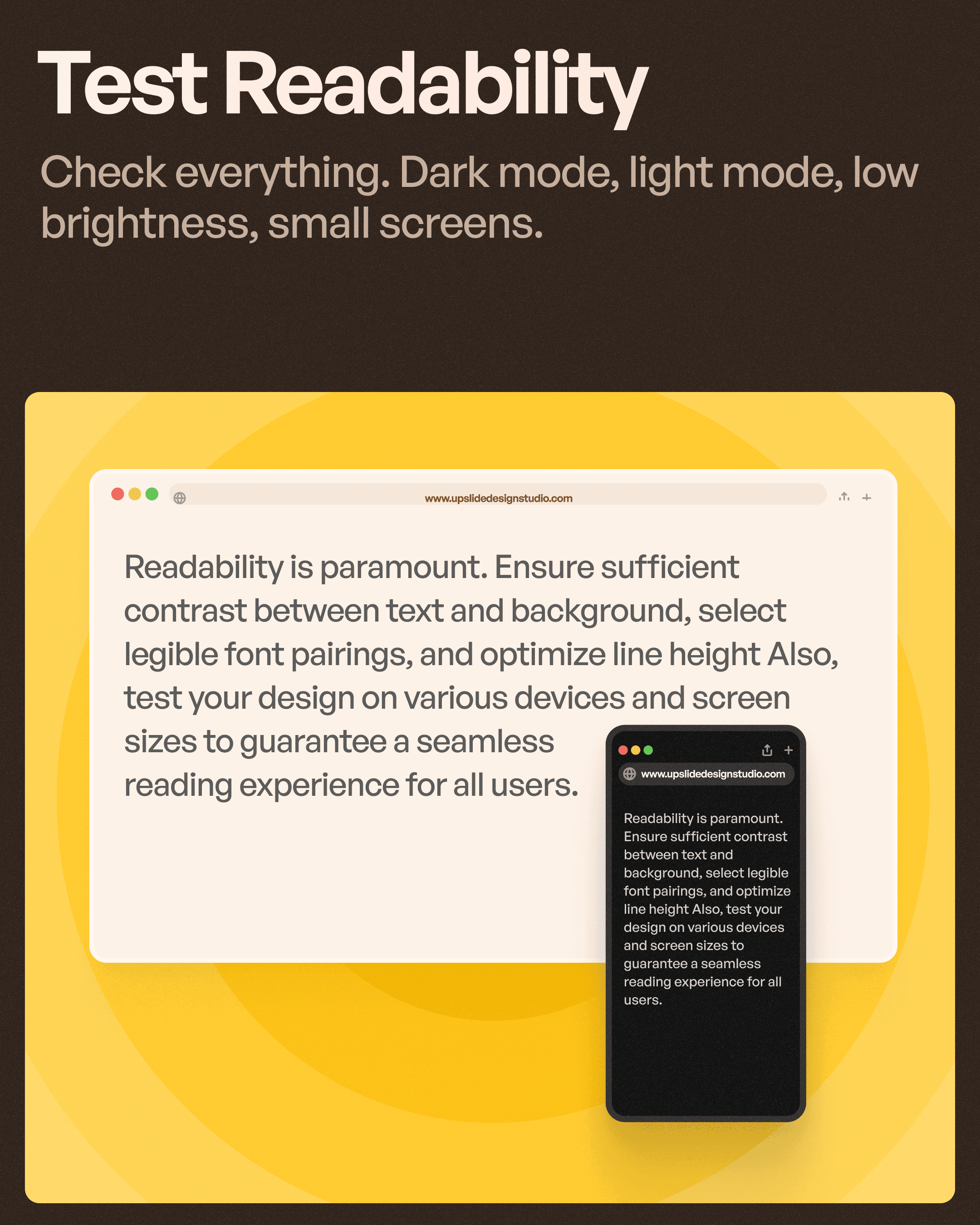 Test radibility of the typography across devices