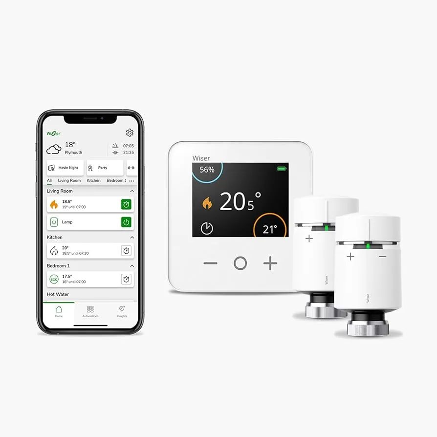 Smart thermostat and TRV controls for optimising heat pump settings in a UK home