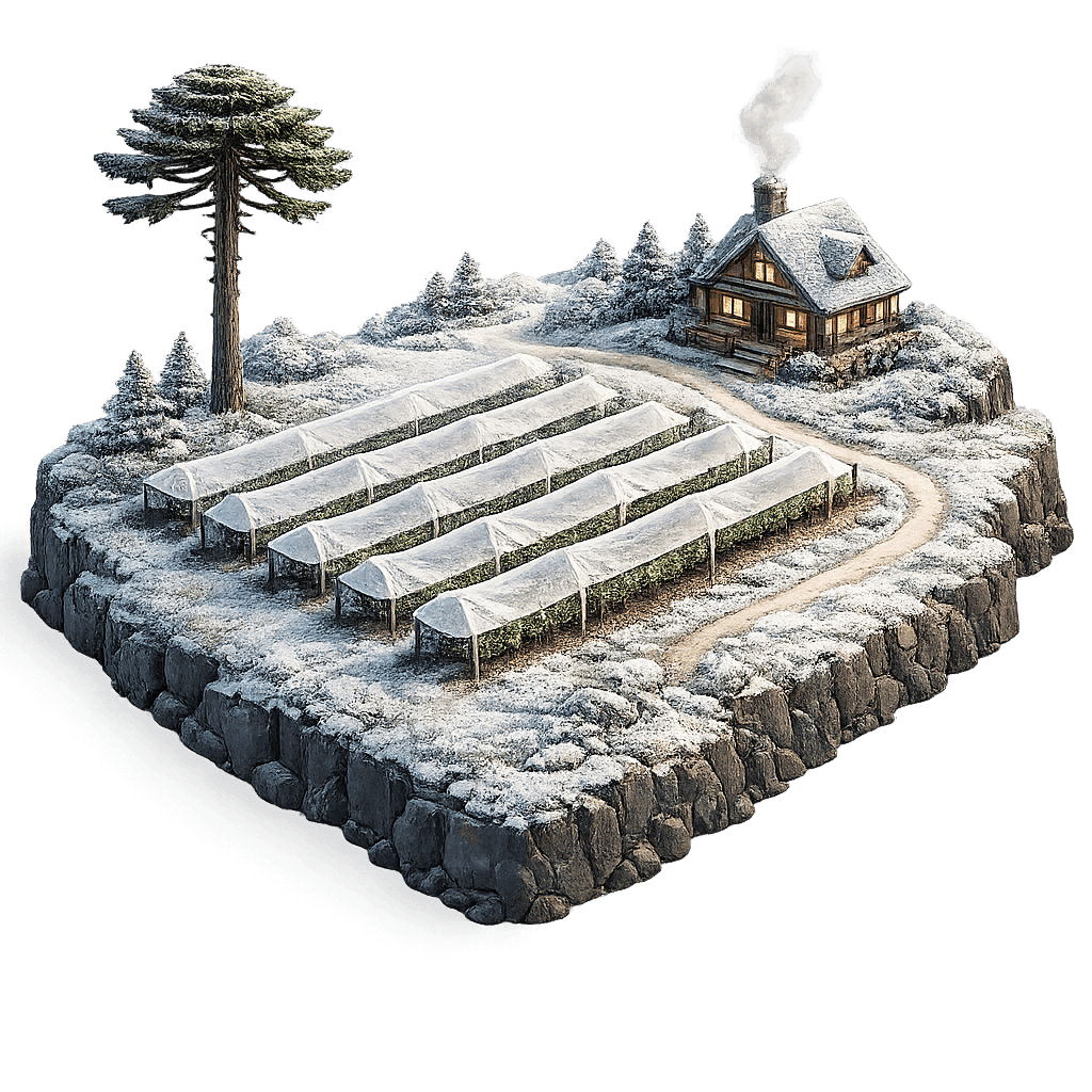 Artistic illustration of the Planalto Catarinense wine region.