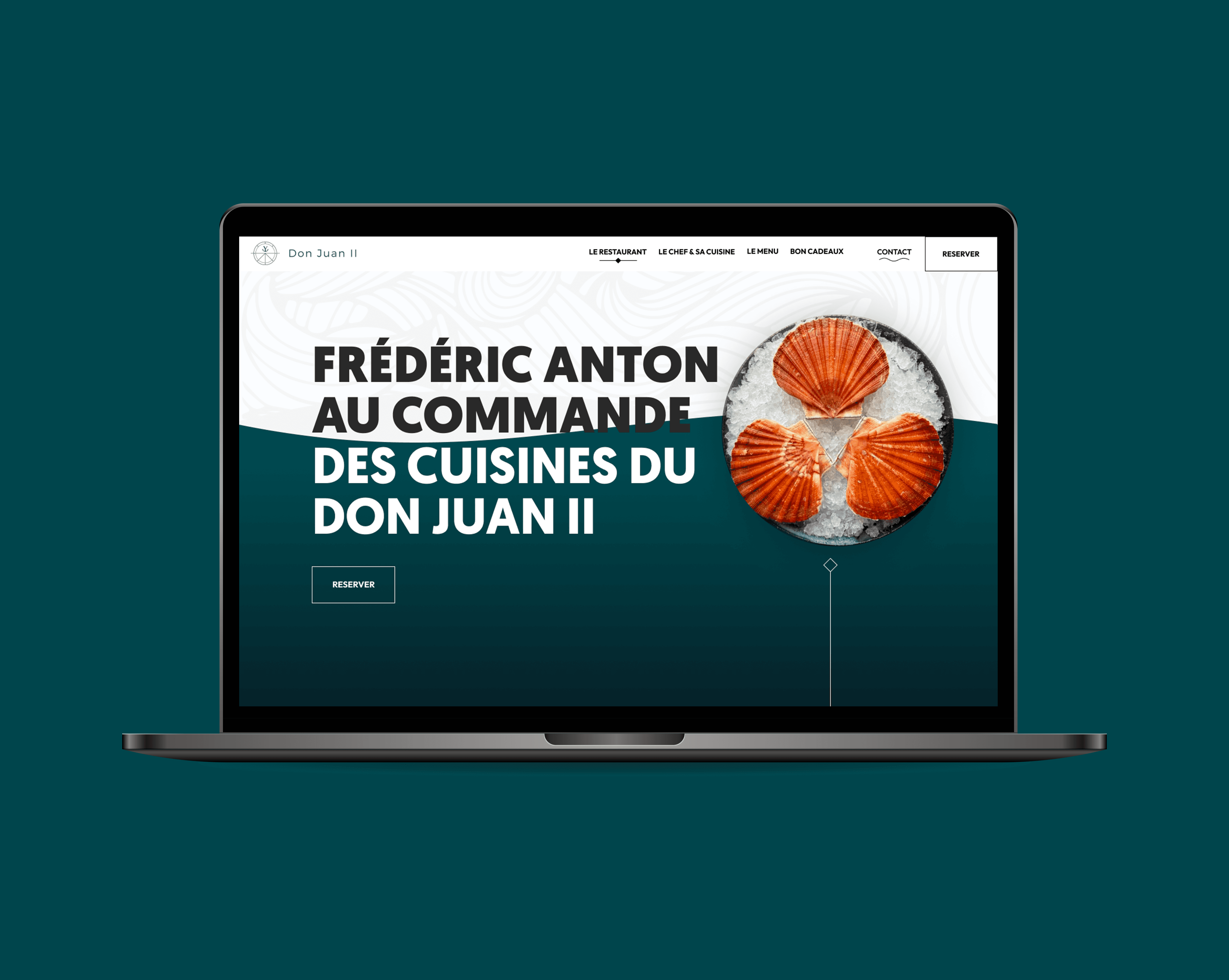 Laptop mockup with the website home page