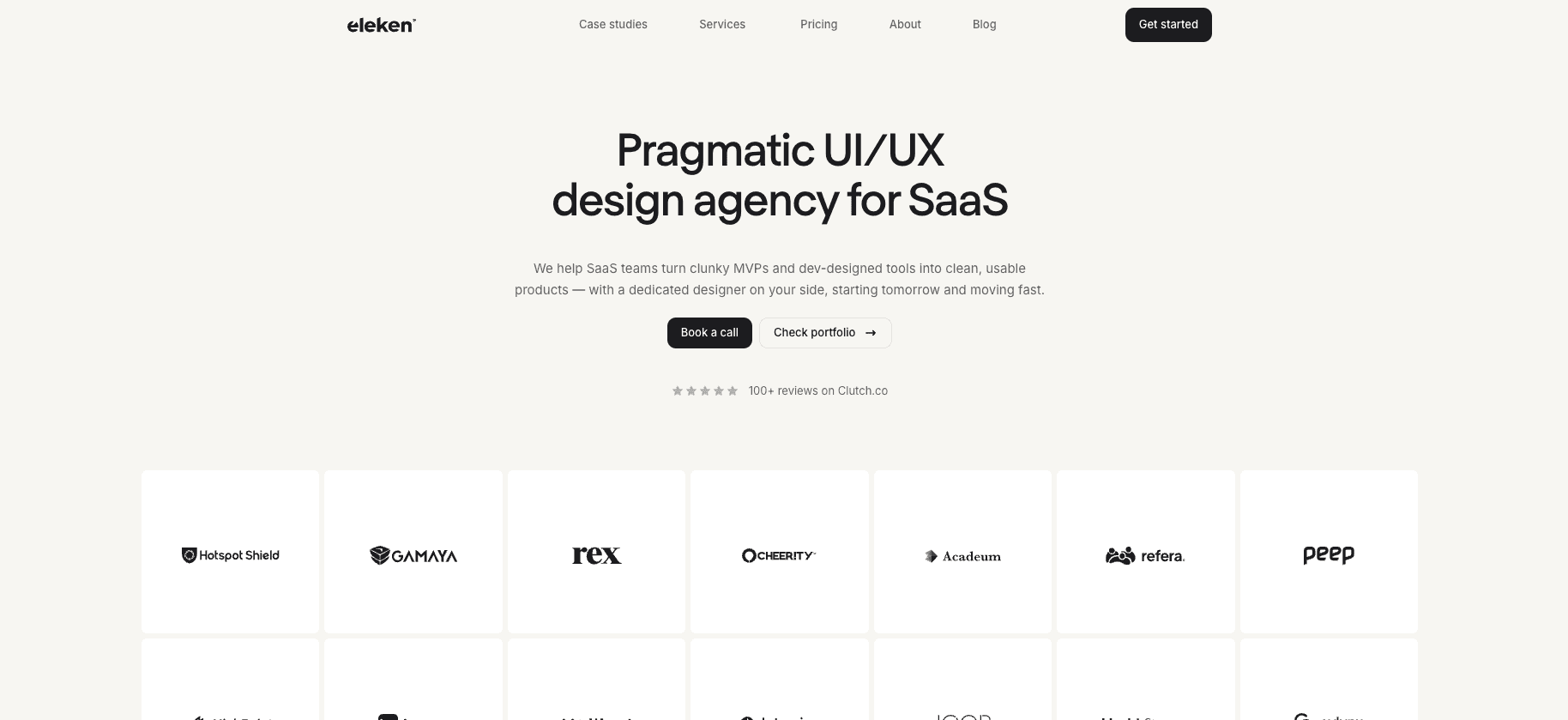 Eleken SaaS UI/UX design agency homepage