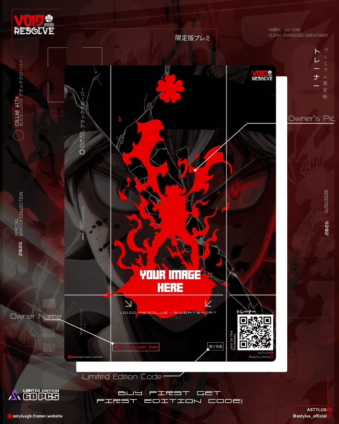 Void Resolve - Limited Edition Asta Inspired Anti-Magic Premium Sweatshirt Ownership Card