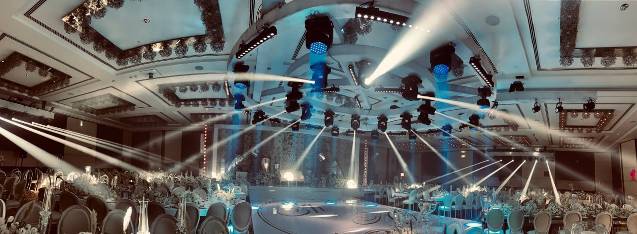 lighting - truss - design - beams - company - effect - ballroom - hotel - wedding - kosha - screen