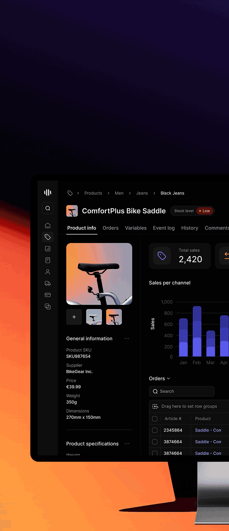 Modernt POS-system för klädbutik på en surfplatta