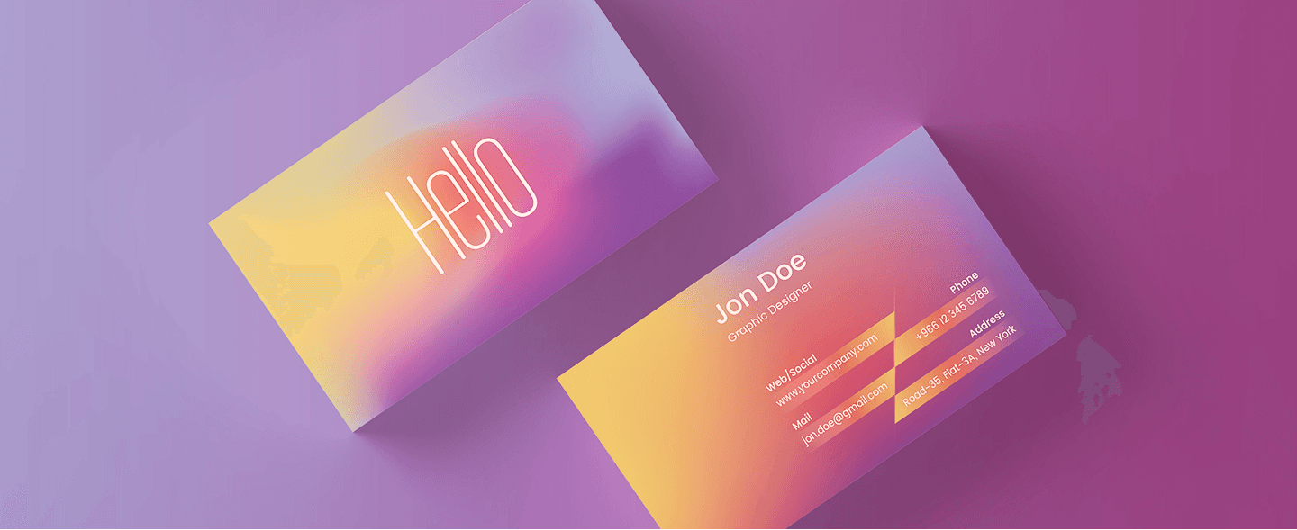 Overhead shot of two business card mockups