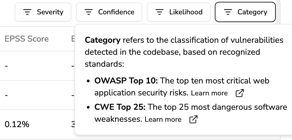 Filter by OWASP & CWE