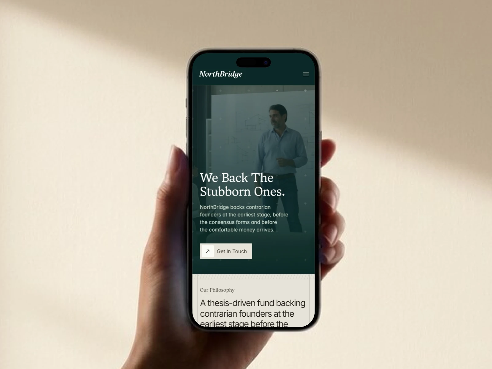 NorthBridge website on a phone screen.