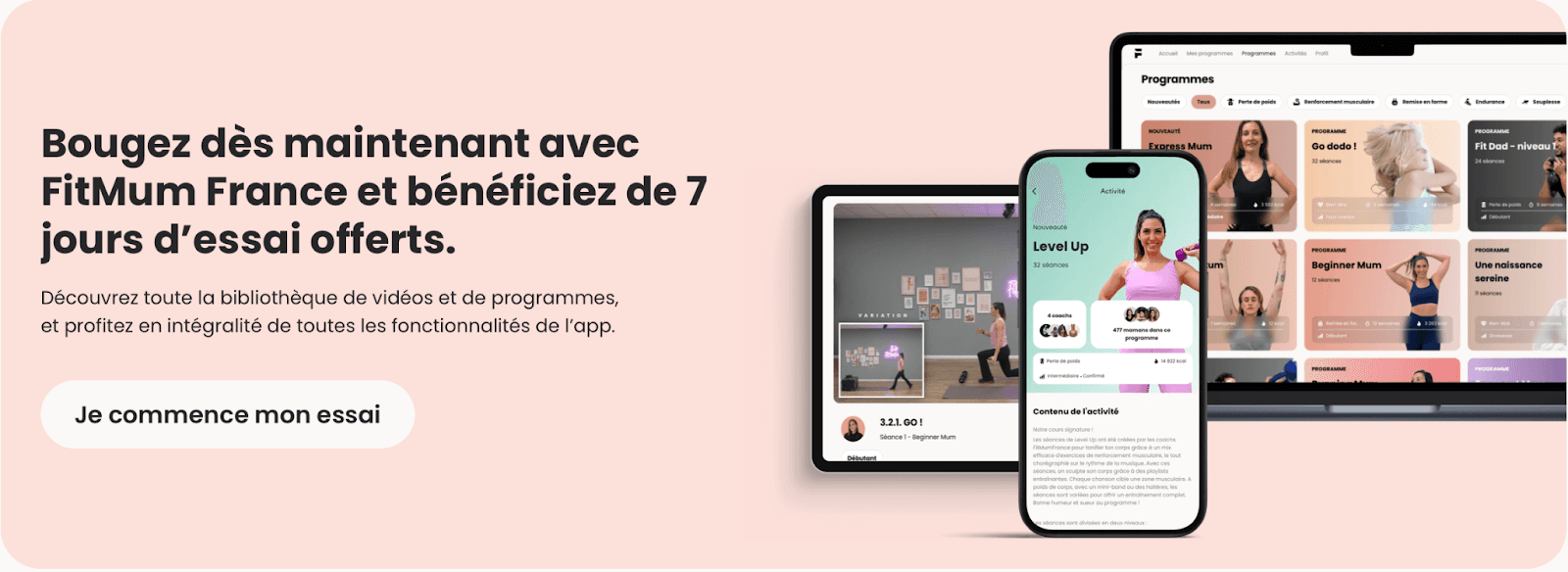 L'application mobile FitMum France, un app dédiée aux mamans et futures mamans. Des séances et des programmes de sport adaptés, courts et efficaces pour faire du sport en sécurité.