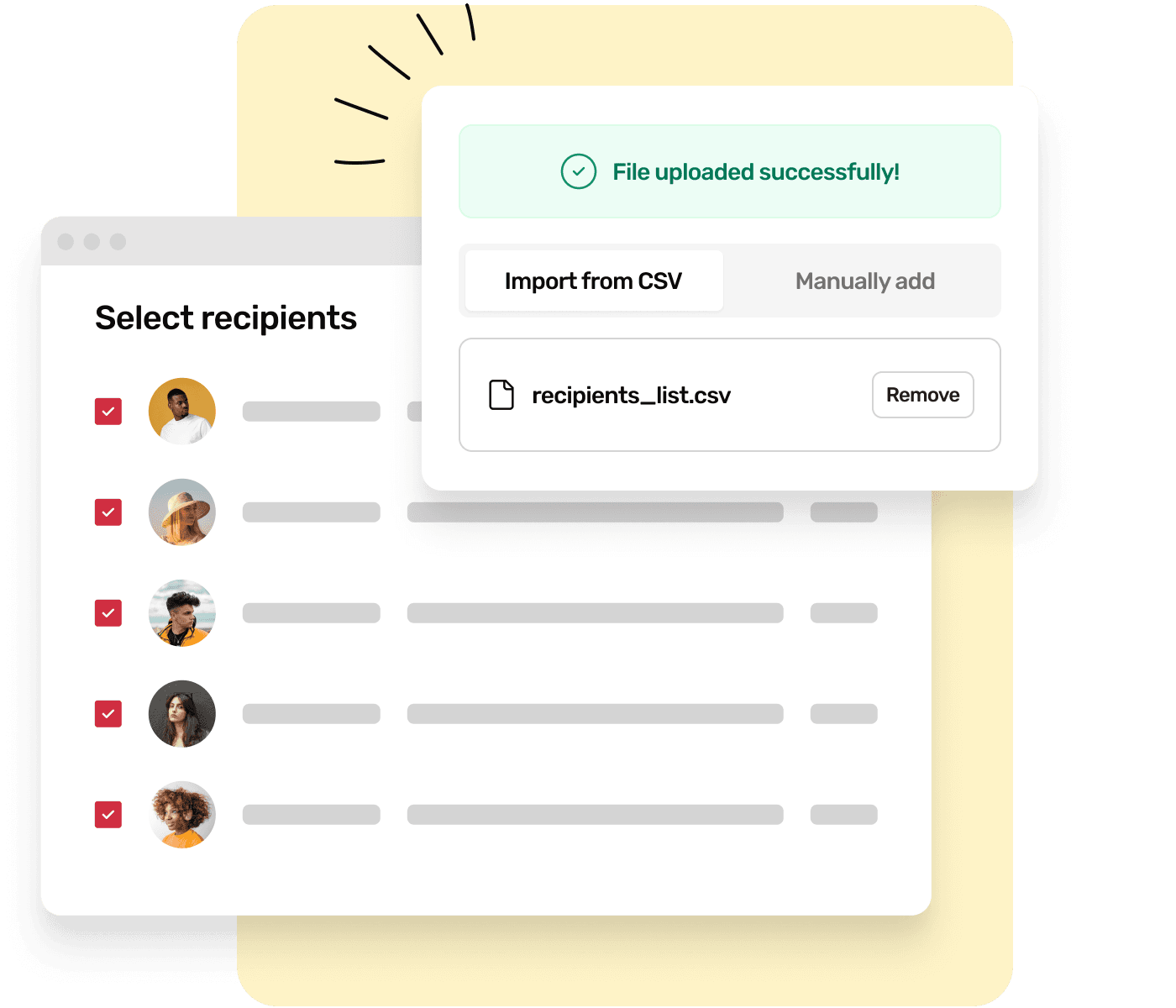 Rewardable’s user interface for bulk gifting feature.