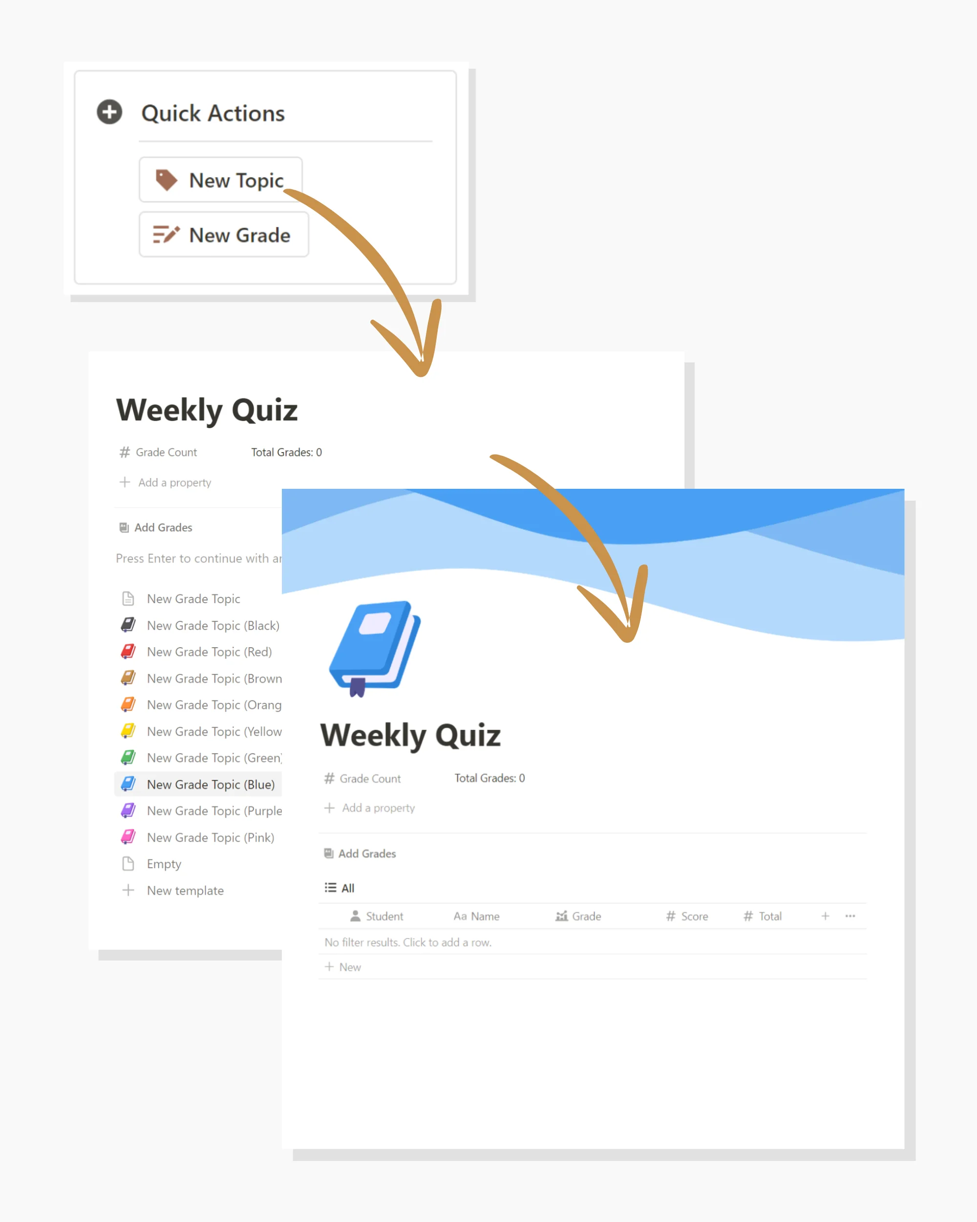 free student grade tracker & gradebook notion template