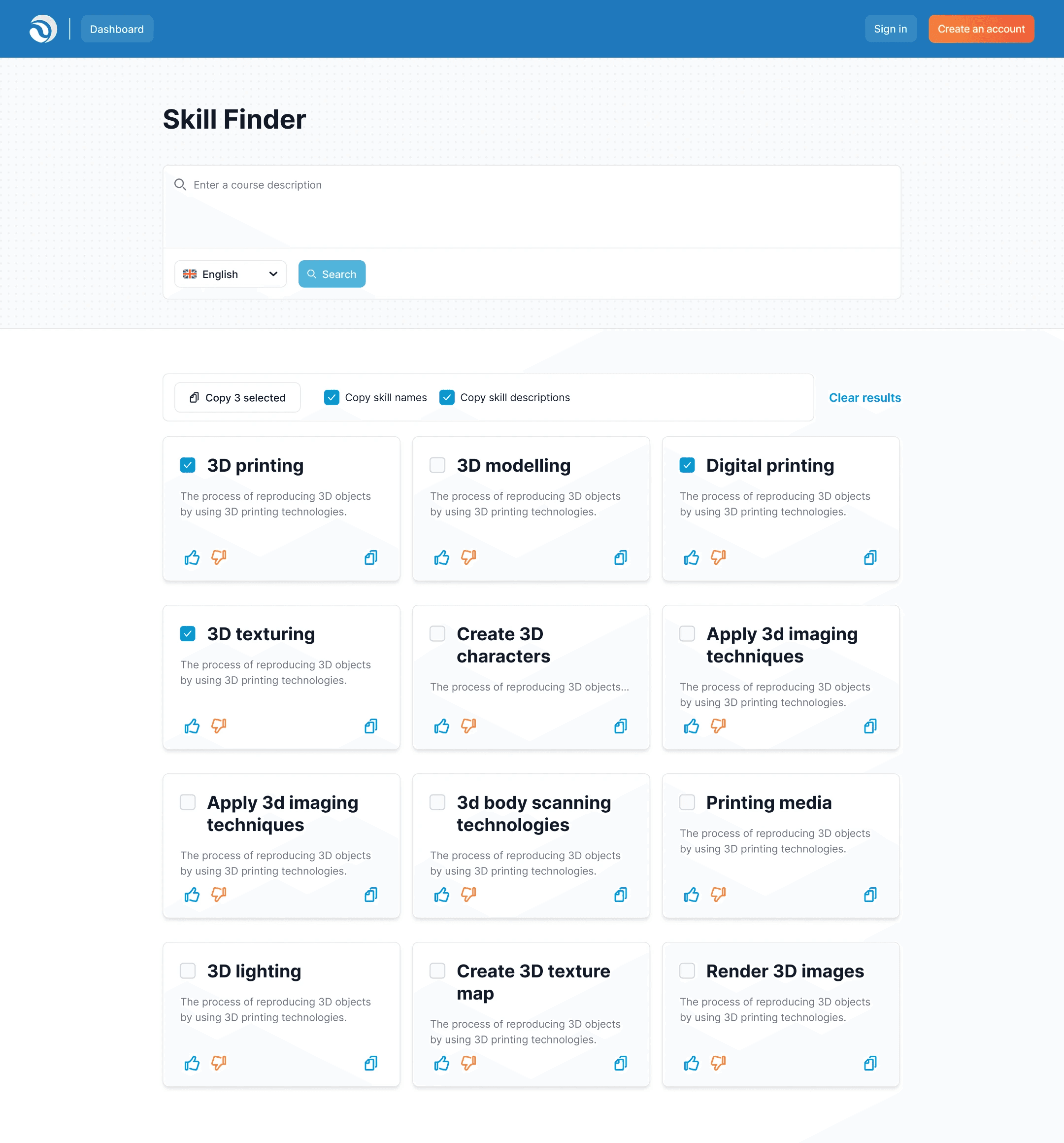 Skilldata skill finder