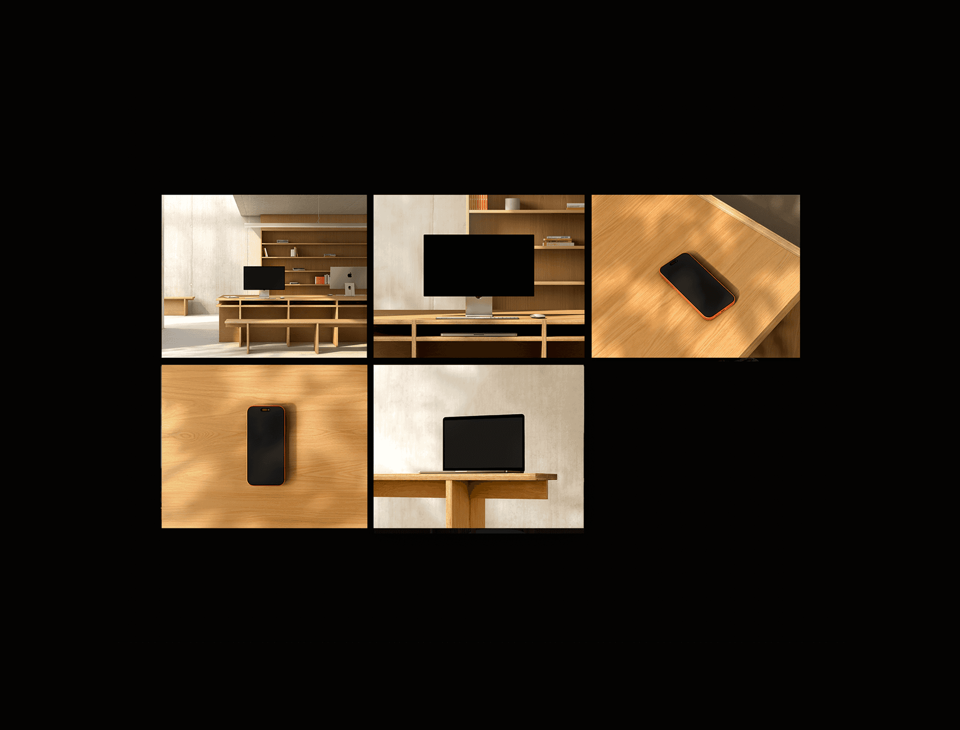 Sophia collection featuring mobile and desktop UI mockups in warm natural lighting environments