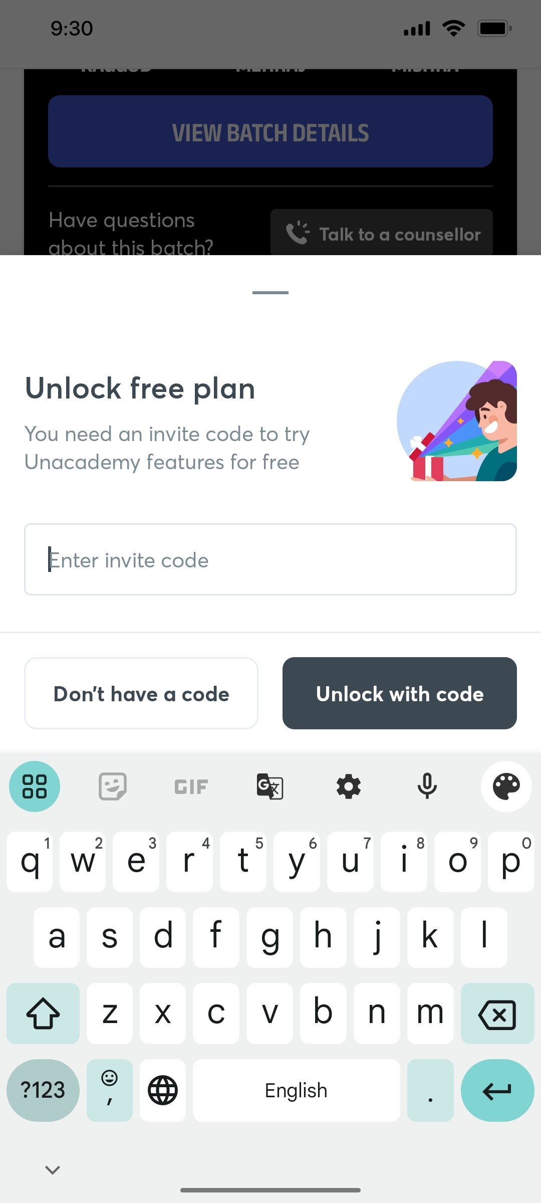 Unacademy  invite code