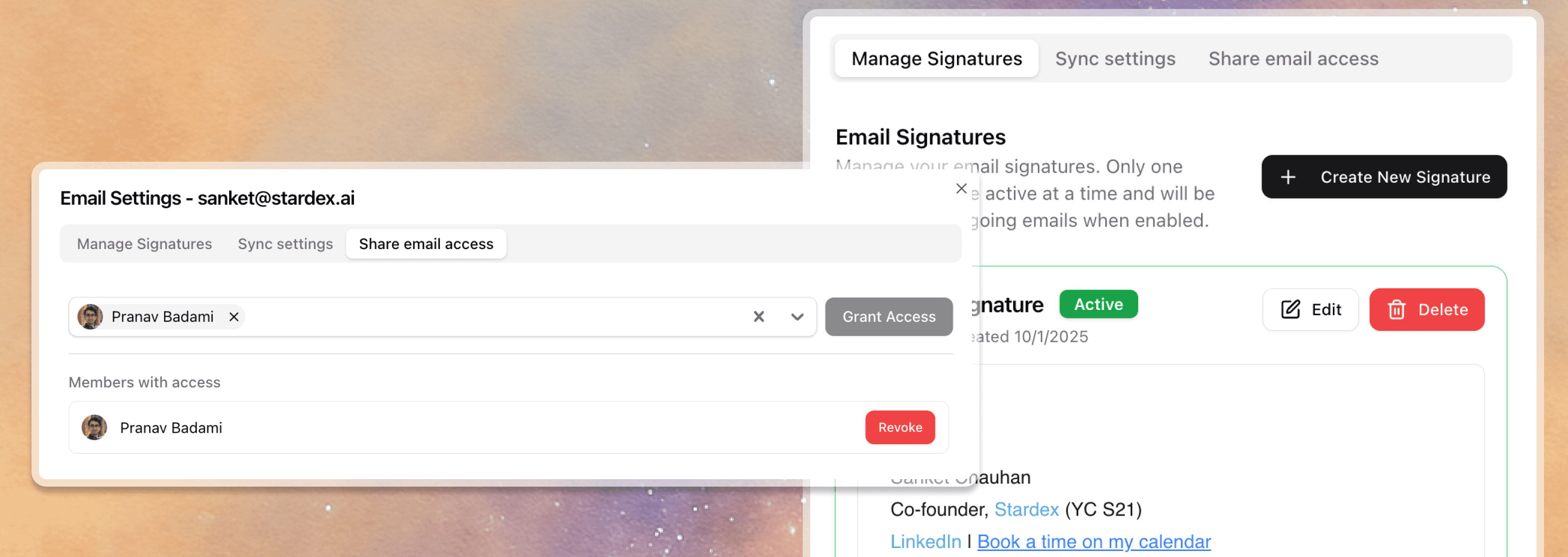 stardex ai ats + crm product update | send emails as another team member feature