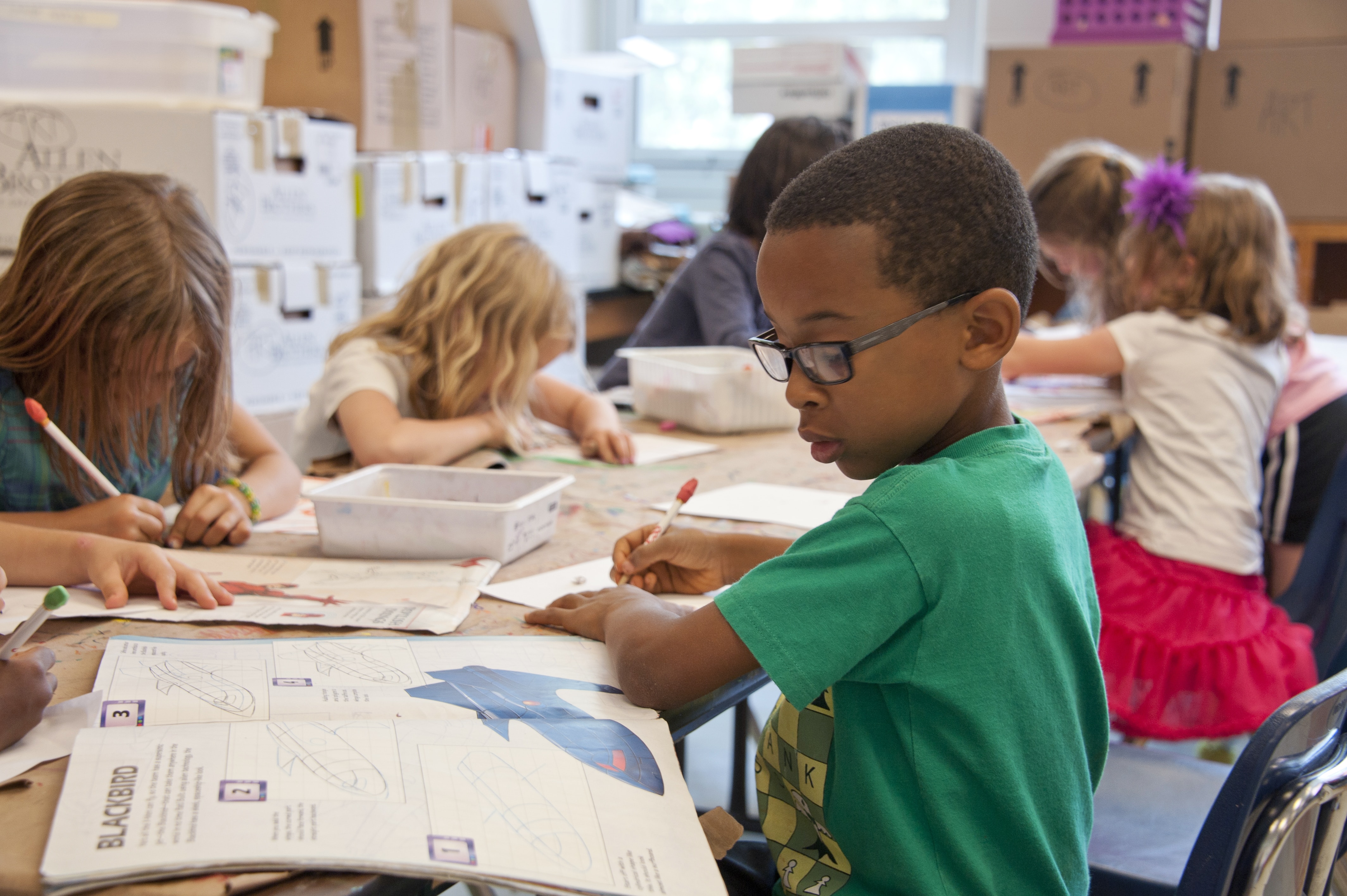 Kids learning in a school