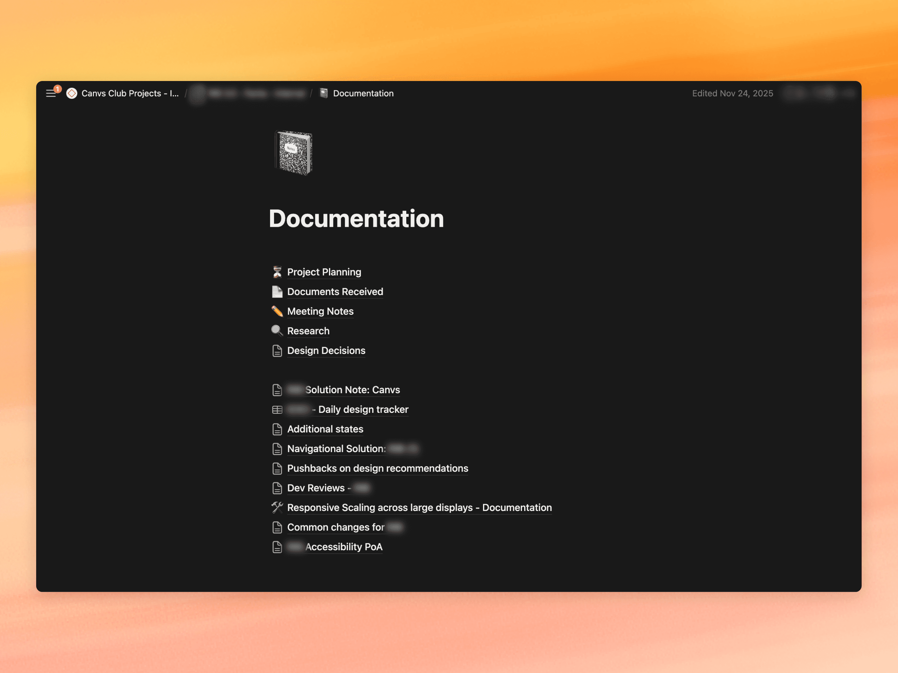 Documentation of the various requirements and inputs for a particular project