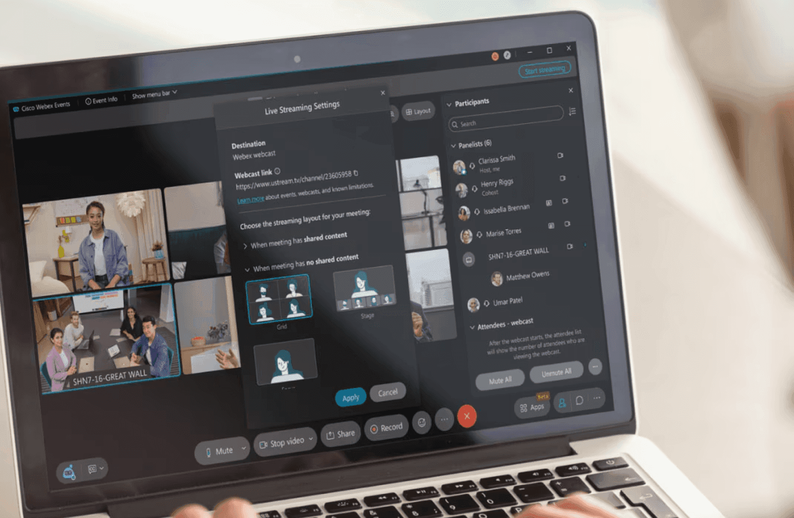 Interface of Cisco Webex