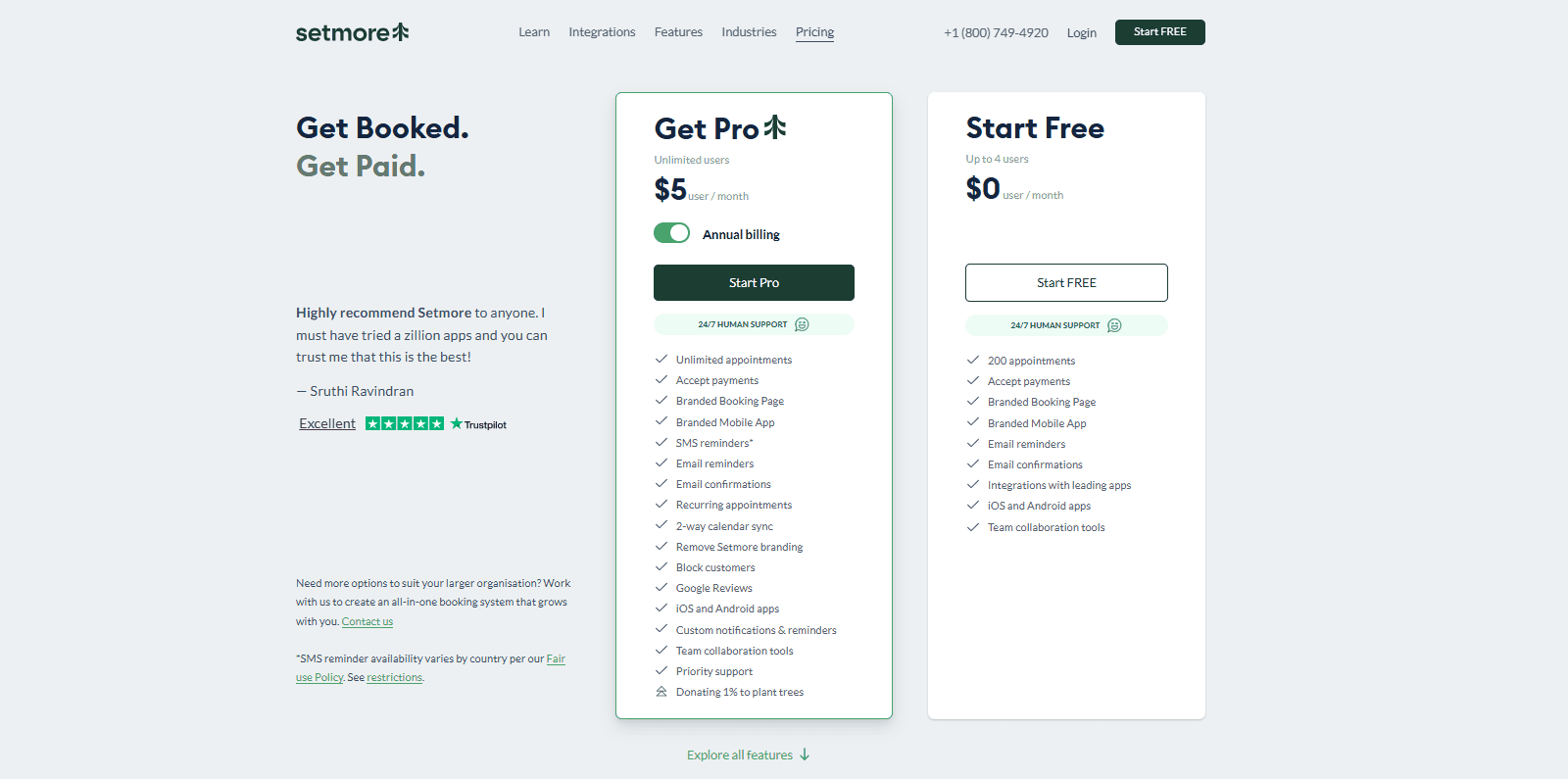 Setmore pricing plans