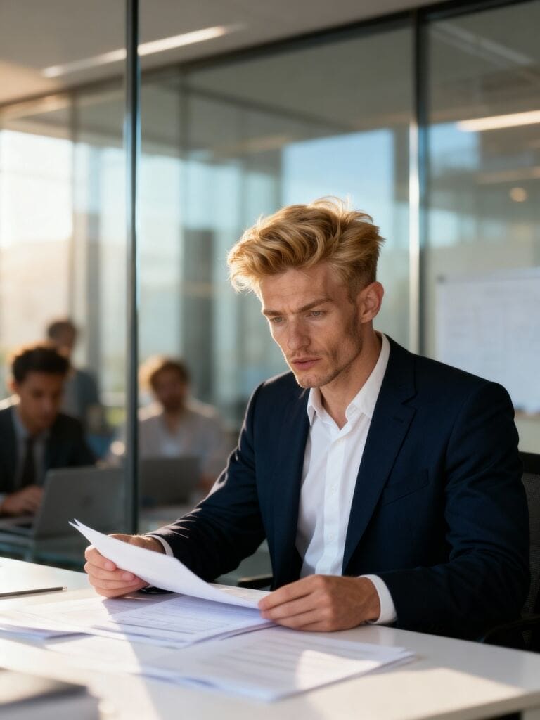 Focused man working, Kling AI Video generator.