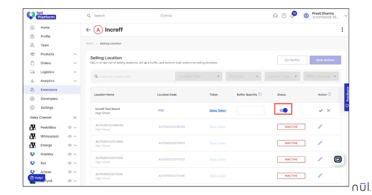 Increff's multi-location work centers on demand forecasting and stock-level recommendations.