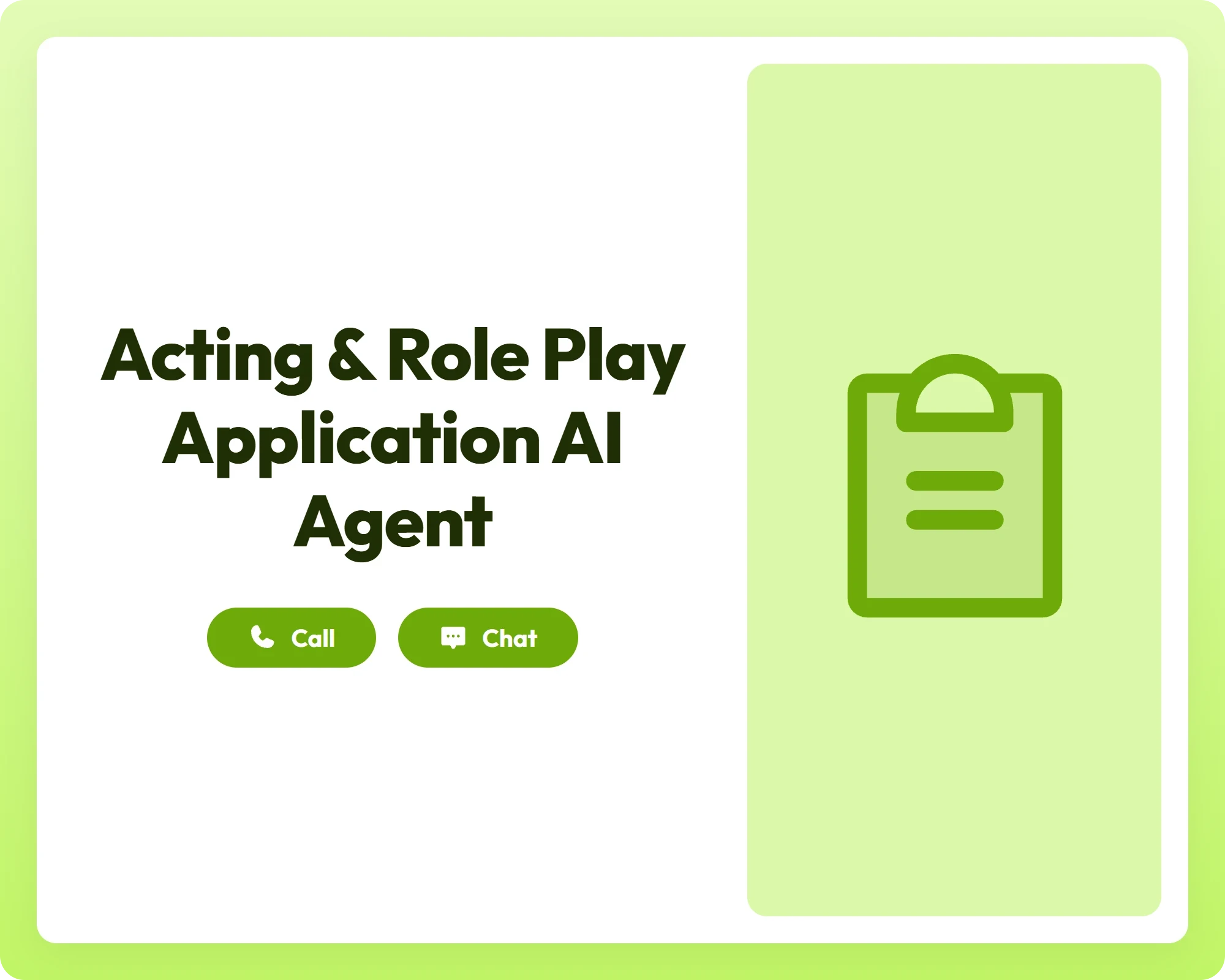 ai event agent supports acting and role play applications via call and chat with a clipboard icon