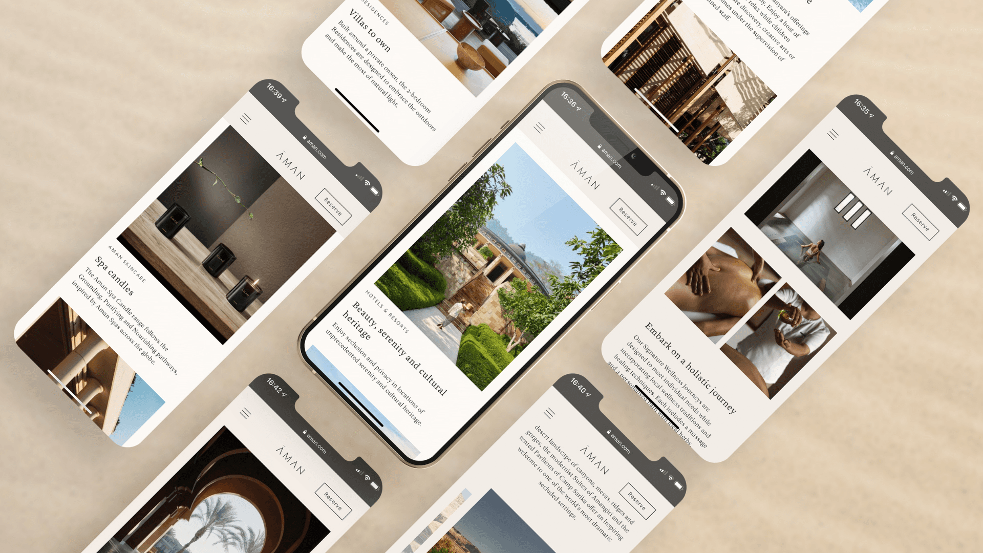 Aman resorts mobile website various views