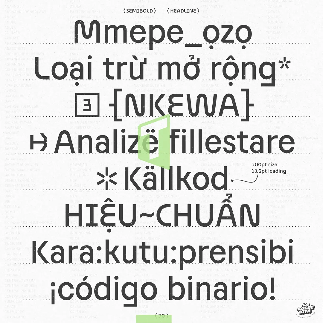 sample words and symbols showcasing the text styles of Reversa