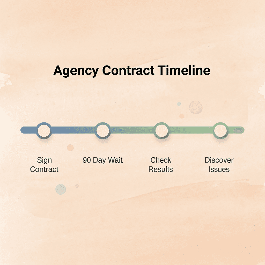 Timeline showing typical agency contract progression and delays - SEO Services Agency