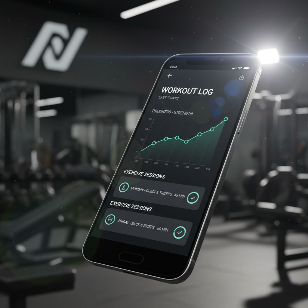 Workout tracking app showing progressive overload and exercise progress