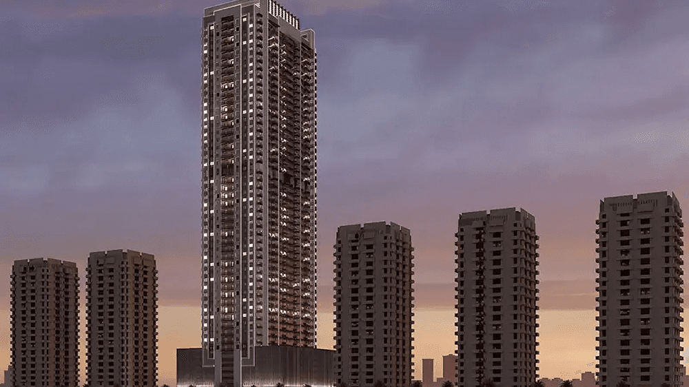 A prominent tall building surrounded by multiple skyscrapers, showcasing the urban landscape of Tiger Downtown.