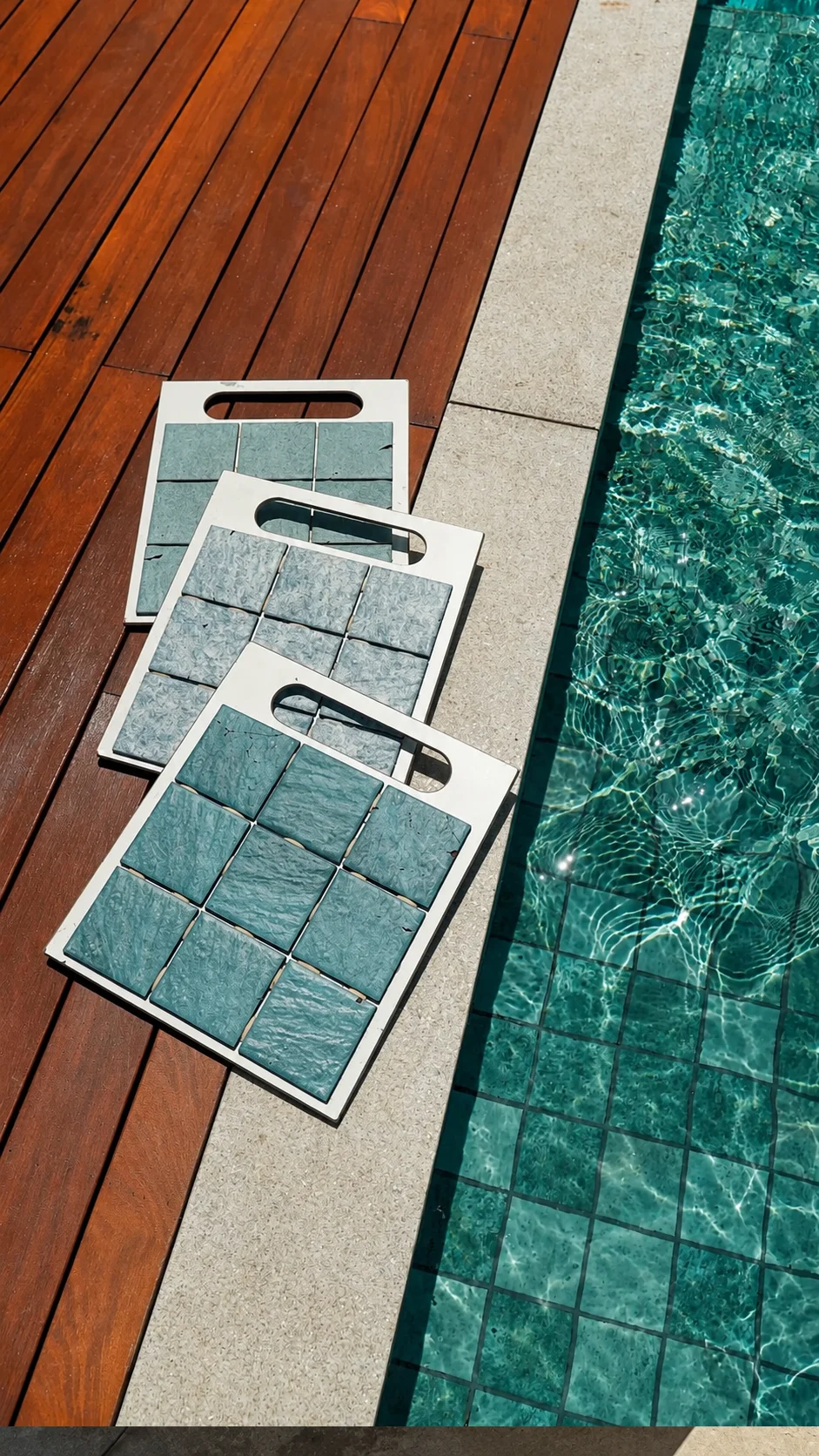 Amostras de pastilhas cerâmicas para revestimento de piscina Garden