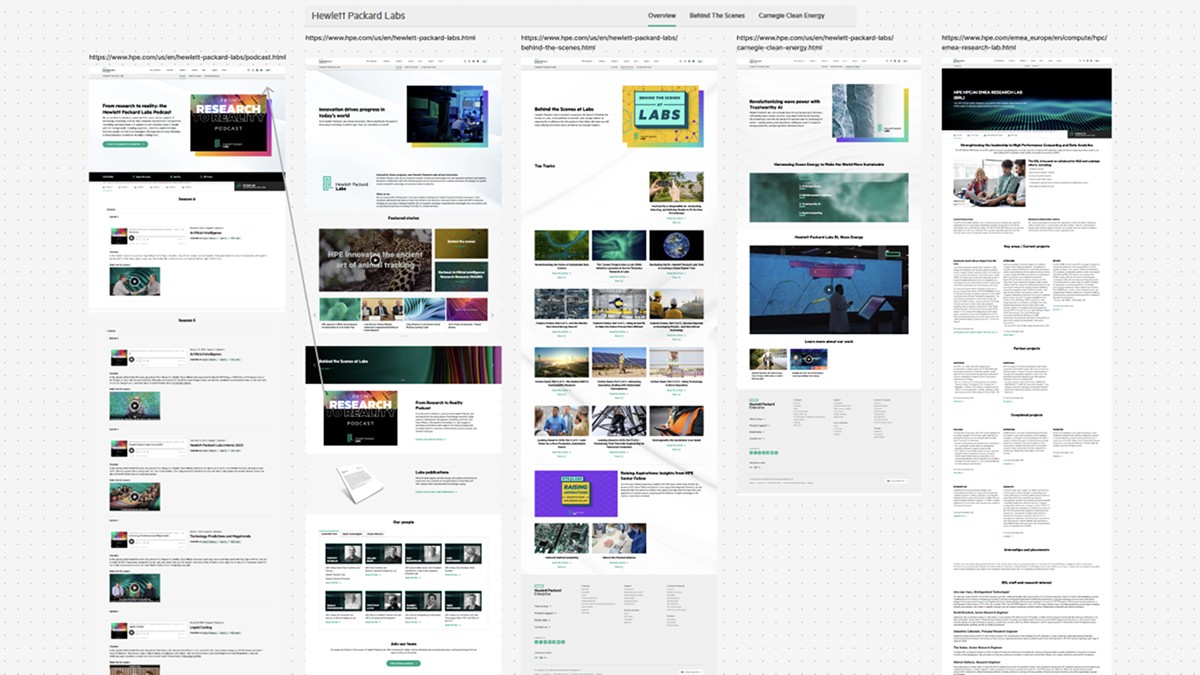 Screenshot of HPE Labs web page audit