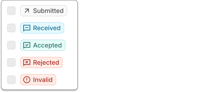 Claim processing statuses